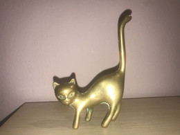 Scultura Gatto In Ottone Vintage Gattino Anni 80 Micio - Otros & Sin Clasificación