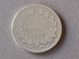 1836 W 5 Francs Argent Louis Philippe Tranche En Relief - 5 Francs