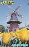 Rare Télécarte JAPON / 110-011 - MOULIN & Fleur Tulipe - MILL & Tulip Flower JAPAN Phonecard  - MÜHLE - 181 - Paesaggi