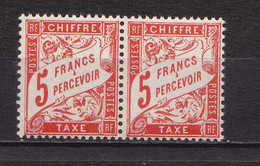 N° 66 Taxes : Belle Paire Horizontale De 2 Timbres Neuf Impeccable Sans Charnière - 1859-1955 Mint/hinged