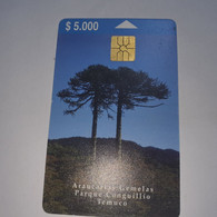 Chile-(cl-tlf-011)-araucarias-(71)-($5.000)-(G03616717)-(12/1999)-(tirage-20.000)-used Card+1card Prepiad Free - Cile