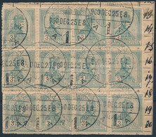 1900 Turul 3K Nyolcastömb + Négyescsík Csomagjegyzék Darabon "SZABADKA" - Other & Unclassified