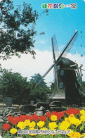 Télécarte JAPON / 290-6446  - MOULIN & Fleur Tulipe - MILL & Tulip Flower JAPAN Free Phonecard - MÜHLE -  187 - Paesaggi