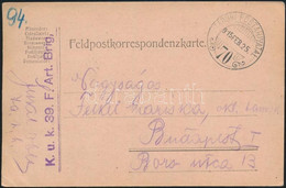 1915 Tábori Posta Levelezőlap "K.U.K. 39. F. ART. BRIG." - Other & Unclassified