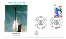 1991 -- FDC-- EUROPA 1991--Fusée Ariane ---  Cachet  KOUROU - 973 - 1990-1999