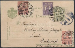 1921 Román Díjjegyes Levelezőlap 3 Db Bélyeggel Kiegészítve Budapestre "TEMESVÁR" - Other & Unclassified