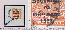 Ireland 1922 Thom Rialtas Black Ovpt On 2d Die 2, Var "Broken Ir In Eireann" Meredith V382 Used TALLAGHT DUBLIN - Gebraucht