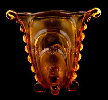 Borostyán Sárga üveg Váza. Formába öntött, Anyagában Színezett, Hibátlan 17 Cm - Glass & Crystal