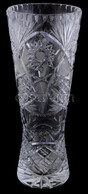 Ólomkristály üveg Váza, Apró Kopásnyomokkal, M: 24,5 Cm, D: 9 Cm - Glass & Crystal