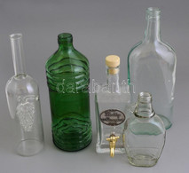5 Db Régi üvegpalack, Kis Kopásokkal, M: 17 Cm-től 29 Cm-ig - Glass & Crystal