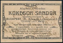 Cca 1910 Kokesch Sándor Szűcsmester Számla Budapest - Pubblicitari