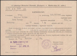 1941 Zsidók Kilakoltatásáról Szóló 2 Db Irat - Other & Unclassified