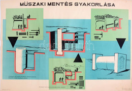 Cca 1950 Műszaki Mentés Gyakorlása, Propaganda Plakát, Bp., Belügyminisztérium Polgári Védelem Országos Parancsnoksága K - Altri & Non Classificati