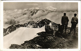 * T2/T3 1942 Borsa, Borscha; Radnai-havasok A Horthy Miklós-csúcsról (Nagy-Pietrosz), Turisták / Varful Pietrosul Rodnei - Non Classificati