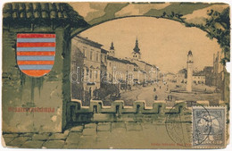 * T4 1903 Besztercebánya, Banská Bystrica; IV. Béla Király Tér. Ivánszky Elek Kiadása. Szecessziós Címeres Litho Keret / - Zonder Classificatie