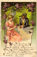 T2/T3 1903 Romantic Couple. Art Nouveau, Floral, Litho. S: E. Döcker Jun. (EK) - Unclassified