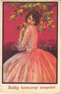 T2/T3 Boldog Karácsonyi ünnepeket! / Italian Lady Art Postcard With Christmas Greeting S: T. Corbella (EK) - Unclassified