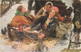 * T2/T3 Tolle Fahrt / Winter Sport Art Postcard, Sledding. T.S.N. R.M. No. 288. S: F. Sitschkoff - Unclassified