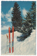 * T2 God Jul / Modern Norwegian Christmas And New Year Greeting Winter Sport Minicard, Ski In The Snow (6,8 Cm X 10,8 Cm - Unclassified