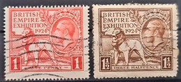 GREAT BRITAIN 1924 - Canceled - Sc# 185, 186 - Complete Set! - Used Stamps