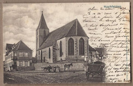 CPA 67 - HOCHFELDEN - ( Pas De Libellé ) - TB PLAN Place CENTRE VILLAGE EGLISE TB ANIMATION ATTELAGES Restaurant 1904 - Hochfelden