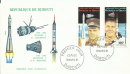 DJIBOUTI,  SOBRE CONMEMORATIVO TEMA ESPACIAL, AÑO  1981 - Africa