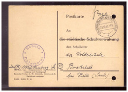 Bizone (021358) Postkarte Mit Entnazivizierten Schulstempel  Von Dolsthaida Kr Liebenwerda Nach Brachstedt Vom 23.10.45 - Zona Anglo-Americana