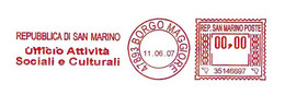 SAN MARINO - 2007 UFFICIO ATTIVITA' SOCIALI CULTURALI - Ema Affranc. Mecc.rossa Red Meter Su Busta Non Viaggiata - 2042 - Briefe U. Dokumente