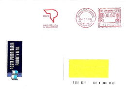 SAN MARINO - 2006 Ufficio PT SERRAVALLE- Ema Affranc.rossa Red Meter Su Busta Viaggiata Con Etichetta Prioritaria - 2045 - Cartas & Documentos