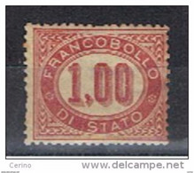 REGNO:  1875  SERVIZIO  -  £. 1,00  LACCA  L. -  SASS. 5 - Dienstmarken