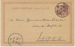 EGYPT 1907 2M On 3M Superb Provisional Postal Stationery Postcard CAIRO-LEIPZIG - 1866-1914 Khedivate Of Egypt