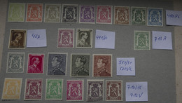 Timbres De Belgique – COB 418A/26, 427, 479/80, 527/31, 710/15, 713A – Petit Sceau Etat Et Léopold III, VARIETES, Neufs - Other