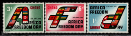 Ghana 1960 Yvert 68-70, Africa Freedom Day, Flags - MNH - Ghana (1957-...)