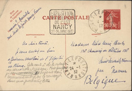 Entier Semeuse Camée 90c Rouge Storch T2/1 Avec Facteurs Dos Daguin Exposition Philatélique De L'Est Nancy Janv 1932 - Standard Postcards & Stamped On Demand (before 1995)