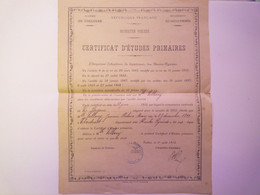 2021 - 936  TARBES  1912  :  Certificat D'Etudes Primaires De Jeanne VILLARY Née à ANDREST (65)  En 1899   XXX - Diplômes & Bulletins Scolaires