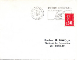 LOIRE  - Dépt N° 42 = St ETIENNE BELLEVUE 1972 =  FLAMME Codée à DOITE =  SECAP Illustrée ' CODE POSTAL / Mot Passe' - Zipcode