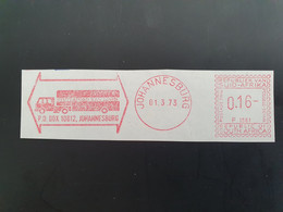 Machinecancel Stuttaford Van Lines. Zuid Afrika 1973 EMA Freistempel Metercancel Car - LKW