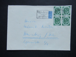 BRD 1953 Posthorn Nr.128 Als Viererblock Maschinenstempel München Absenderangabe Nicht Vergessen Nach Starnberg - Briefe U. Dokumente