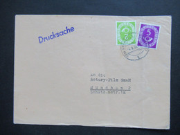 BRD 1954 Posthorn Nr.123 Und Nr.125 MiF Auf Drucksache Tagesstempel Grünwald An Die Rotary Film GmbH München - Briefe U. Dokumente