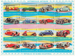 EQUATORIAL GUINEA 1974 OLD CARS 0.05 - 70 E VFU Small Sheet Incl. Set (16 V.) - Equatoriaal Guinea