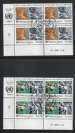 Vereinte Nationen UN UNO Genf 1987 Michel Nr. 156, 157. Je 4-er Eckrandblock ESST Mit Originalgummi - Gebruikt