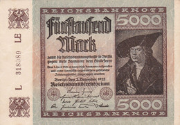 B01-355 Billet De Banque Allemagne German 5000 Mark Type Imhof  Reichanknote Painting Of Albrecht Dürer Berlin 02-12-192 - 5000 Mark