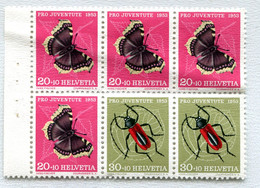 Insectes Sur Bloc De 6timbres Suisse Projuventute De 1953. - Other