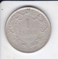 MONEDA DE PLATA DE BELGICA DE 1 FRANK DEL AÑO 1910 (COIN) SILVER-ARGENT - 1 Franco