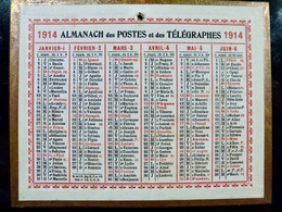 CALENDRIER Petit Format _ 1914 _ ALMANACH Des POSTES Et Des TELEGRAPHES - Petit Format : 1901-20