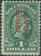 Stati Uniti D'america,United States,U.S.A,Revenue Stamp DOCUMENTARY, Overprinted(FUTURE DELIVERY)$1 Mint - Fiscali