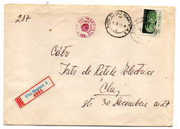 Roumanie -- Lettre Recommandée De CLUJ  Pour CLUJ  --timbre  Seul Sur Lettre...cachets - Vari
