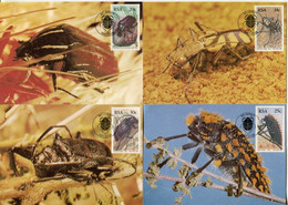 Südafrika South Africa Mi# 701-4 Offizieller Maxikarten-Satz/official Set Maxicards - Fauna Beetles - FDC