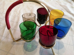 Service à Liqueur 6 Verres Colorés Vintage - Glasses