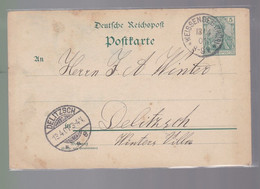 5  Pf  Entier Postal     Reich Post         Année 1901     Sur Postkarte  Delitzsch - Interi Postali